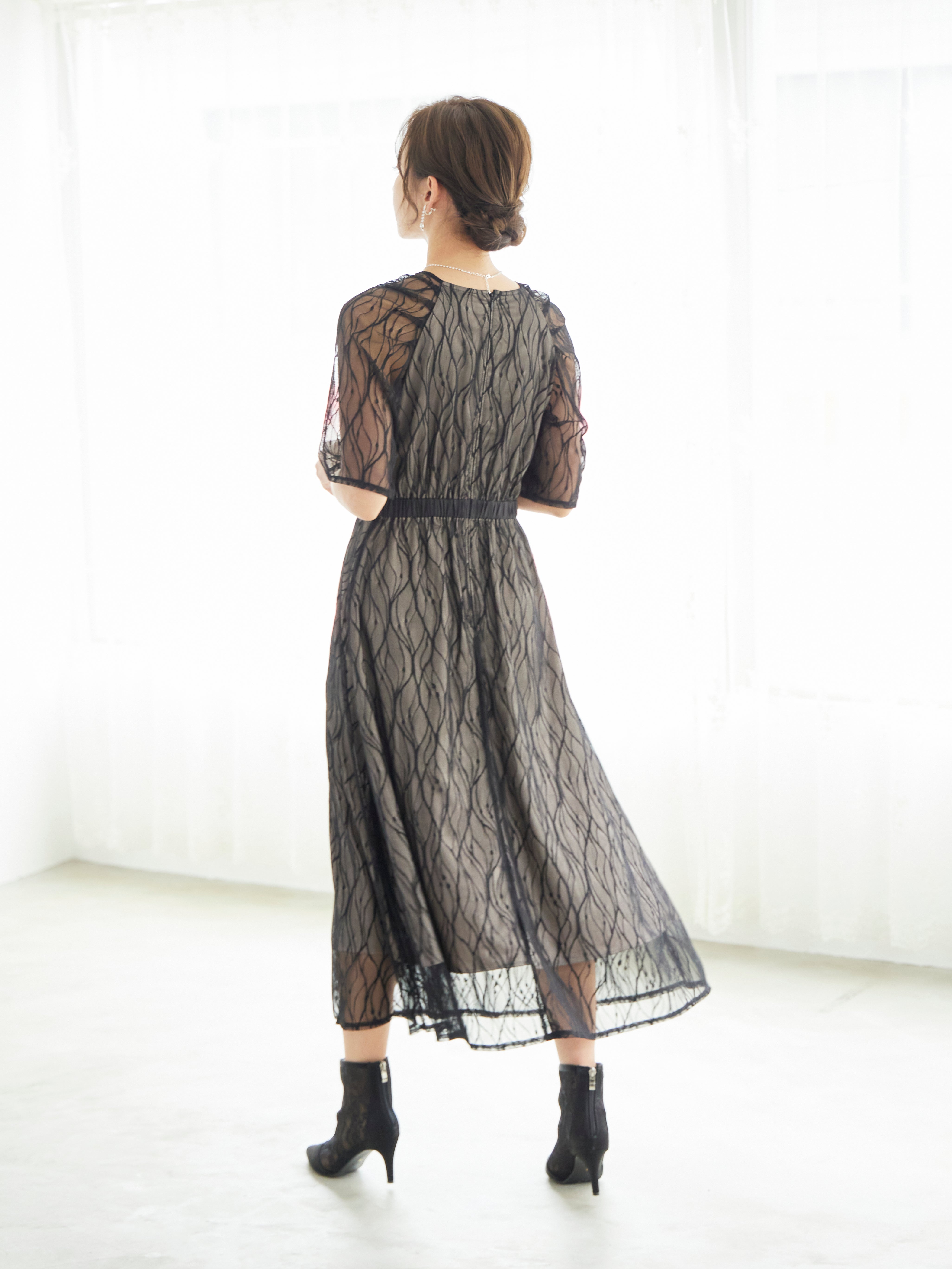 [レンタル] BELINDA DE CAPRIS ラグランスリーブレース ワンピースドレス ブラックの宅配レンタル - 5