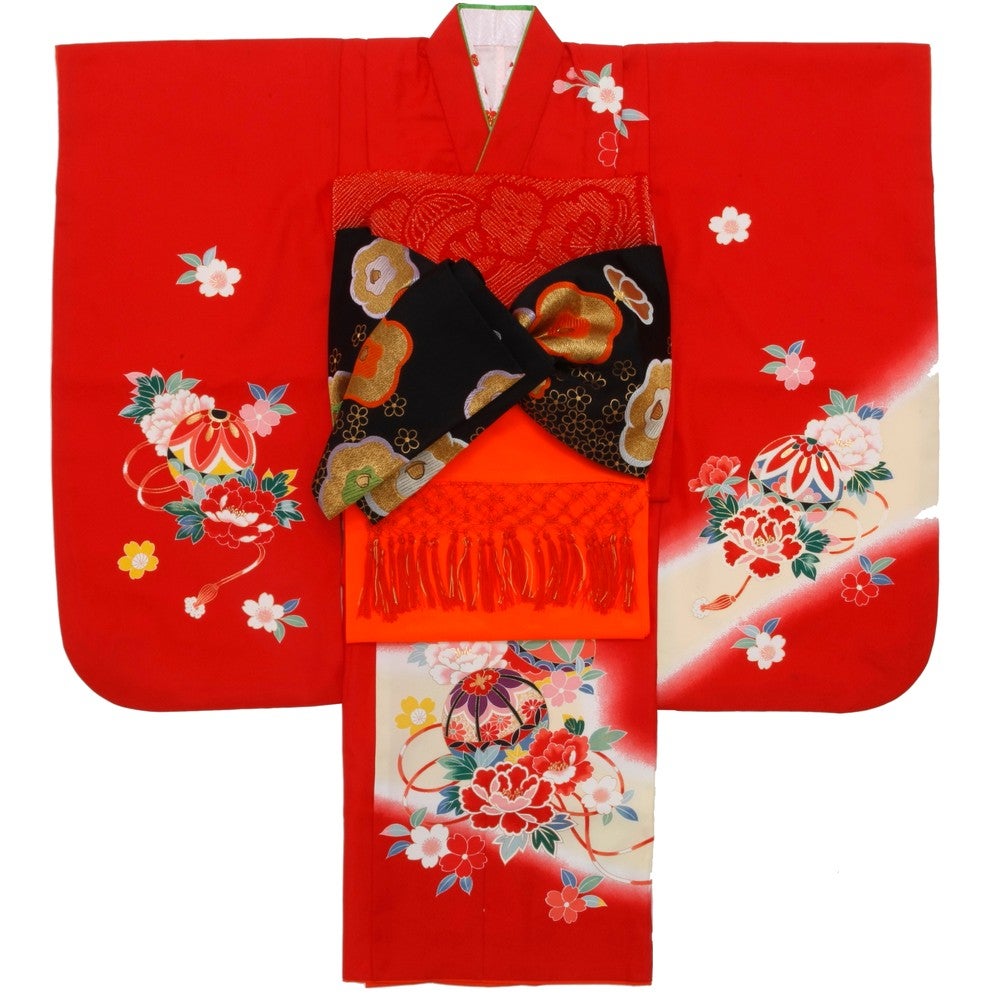 [レンタル] 七五三/節句 着物セット 7歳女の子 牡丹 手鞠の宅配レンタル - 4