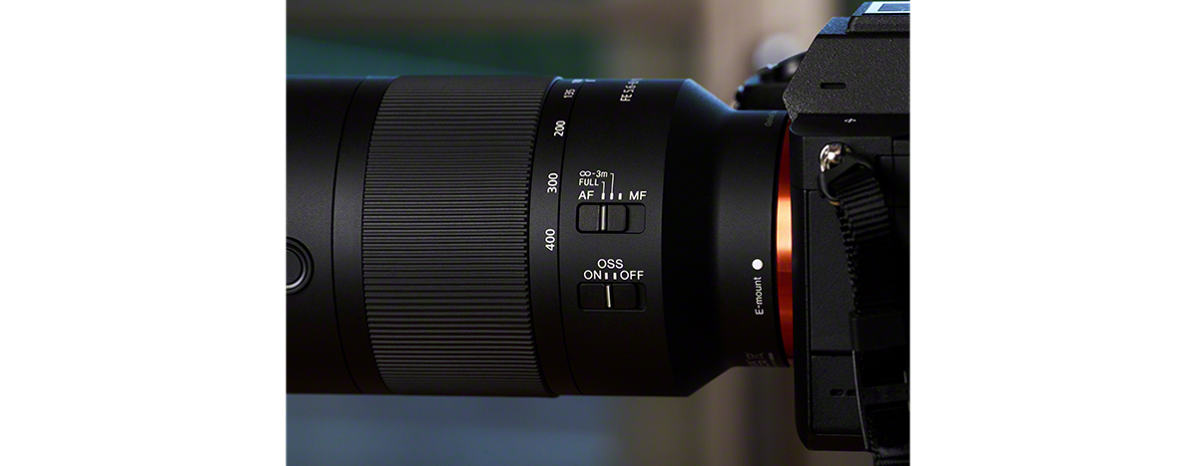 ソニー FE 100-400mm F5.6-8 OSS SEL100400 超望遠ズームレンズ フォーカスレンジ切り替えと手ブレ補正スイッチ - 4