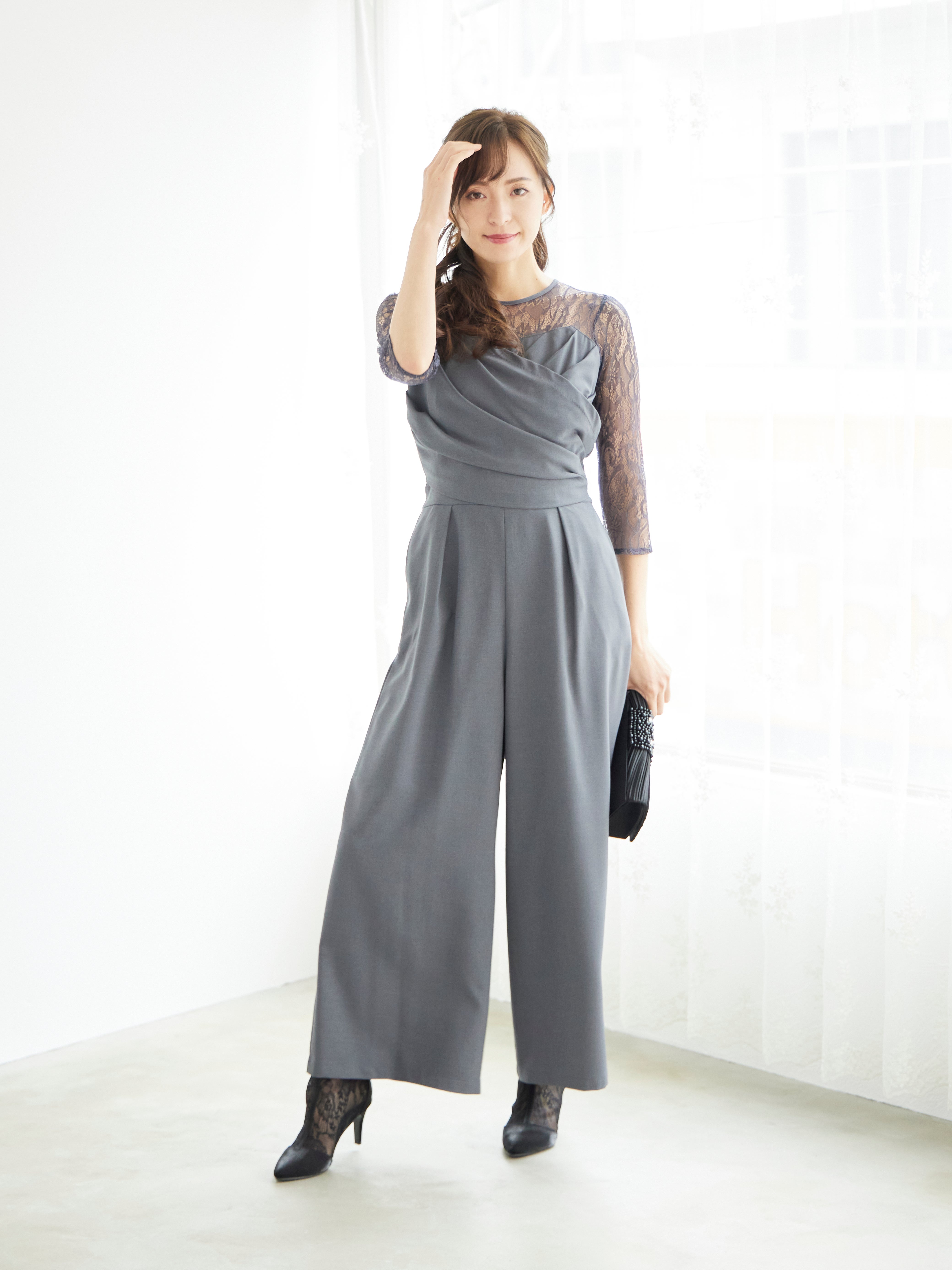 [レンタル] BELINDA DE CAPRIS クロスデザイン オールインワン パンツドレス グレーの宅配レンタル - 2