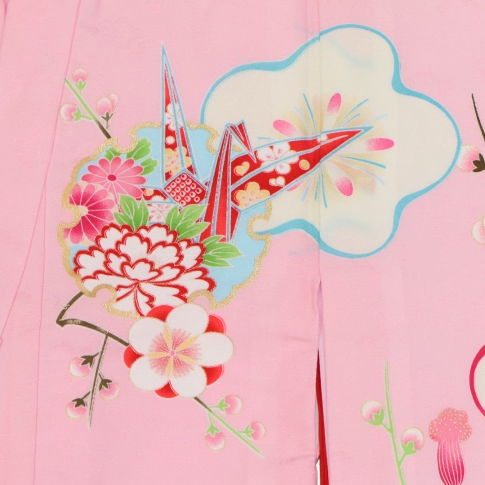 [レンタル] 女の子 お宮参り 産着レンタル6点フルセット 梅に鞠 ピンクの宅配レンタル - 2