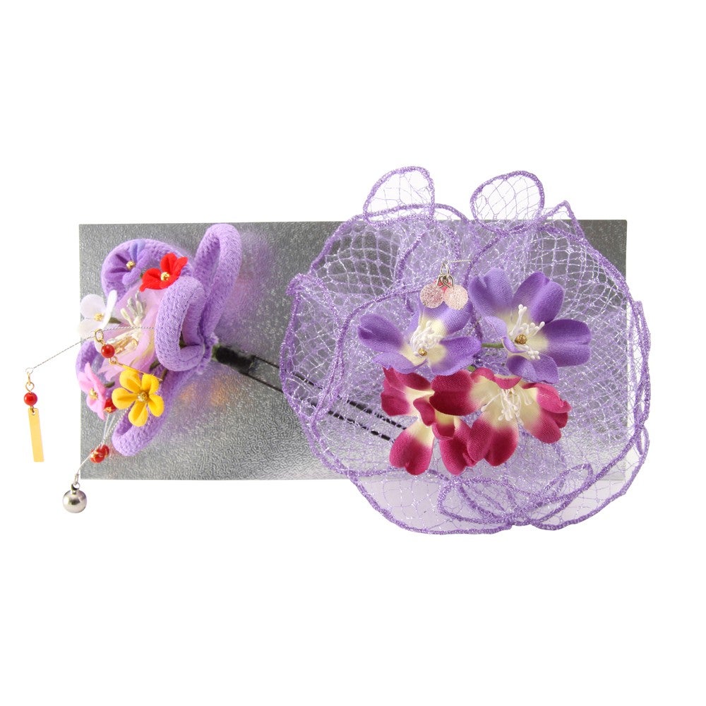 [レンタル] 七五三/節句 和装髪飾り 花かんざし (パープル)の宅配レンタル - 3