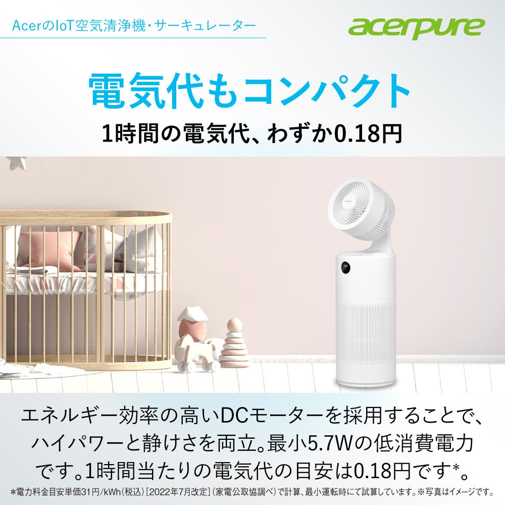 [レンタル] Acer(エイサー) Acerpure Cool 2in1 AC551-50 エアサーキュレーター付き空気清浄機 - 9