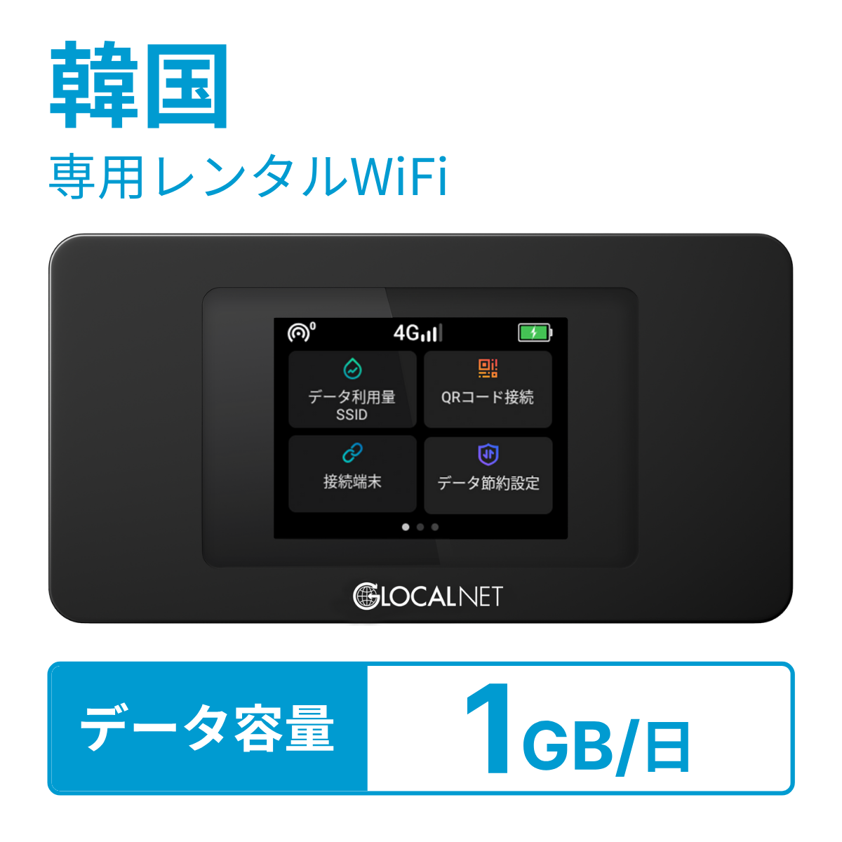 [レンタル] レンティオWiFi 韓国WiFi 4G 1GB/日 データ容量プランの宅配レンタル - 1