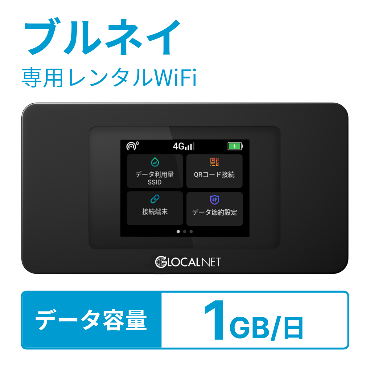 [レンタル] レンティオWiFi ブルネイWiFi 4G 1GB/日 データ容量プラン
