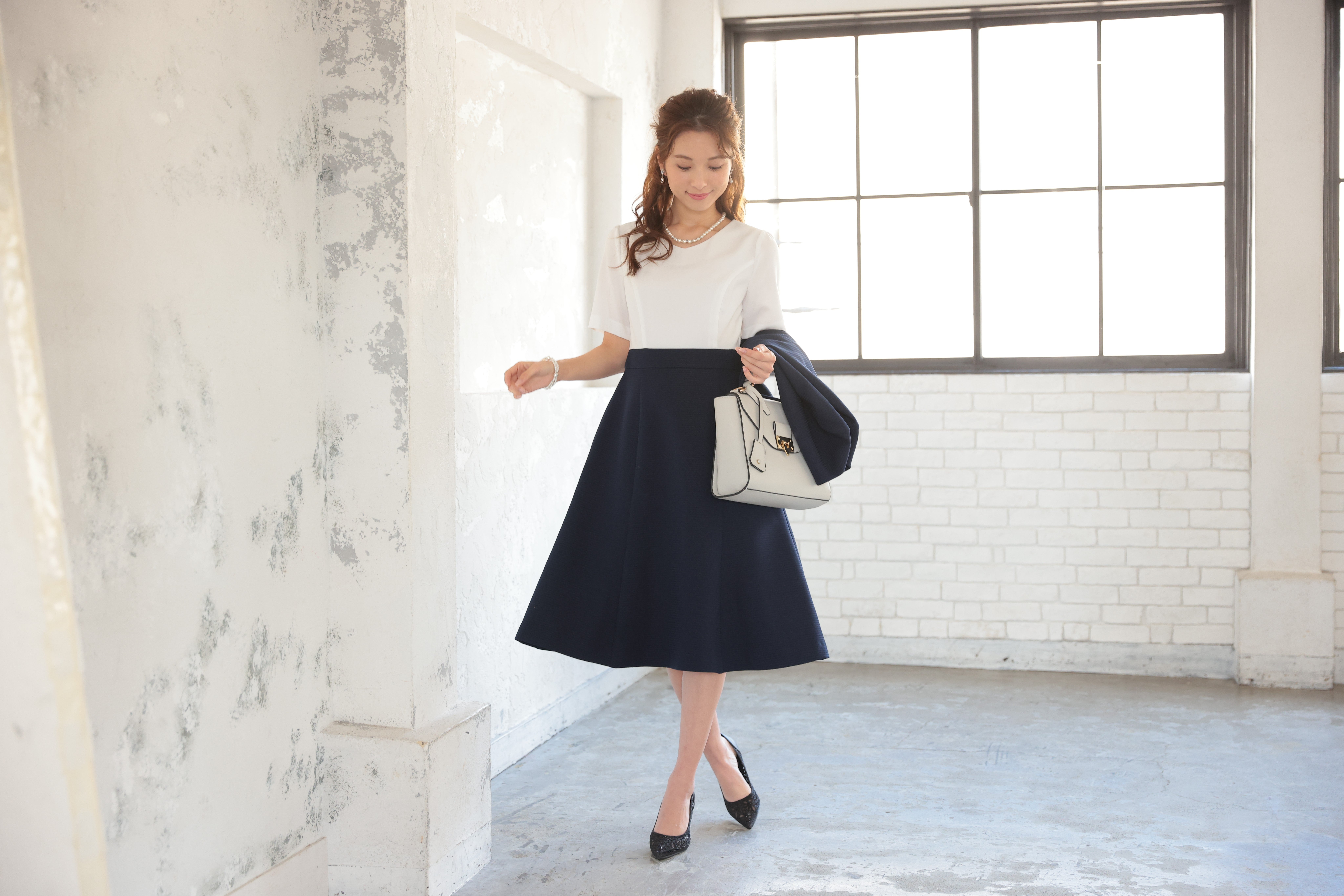 [レンタル] アートマリー ピケツイード調アンサンブルスーツ【2点セット】ネイビーの宅配レンタル - 6