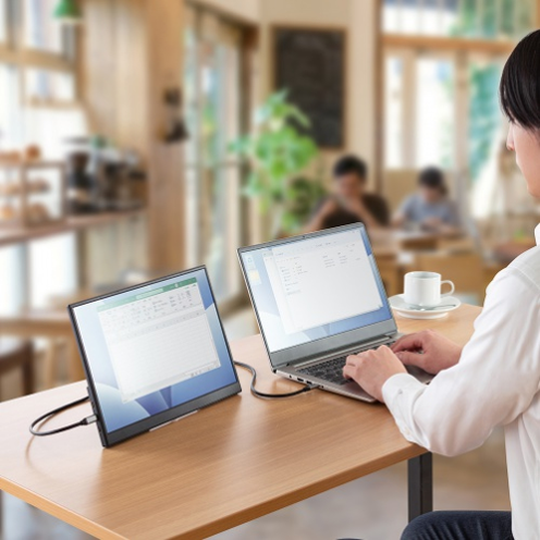 サンワサプライ DP-08 タッチパネル搭載モバイルモニター（14インチ） カフェでのモバイルワーク - 35