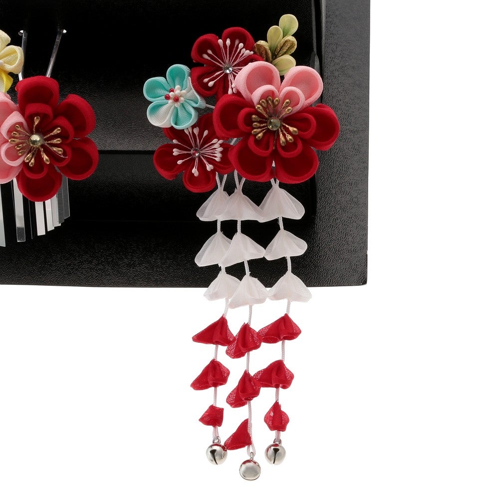 [レンタル] 七五三/節句 和装髪飾り ちんころ かんざし 4点 勝山セット (レッド)の宅配レンタル - 2