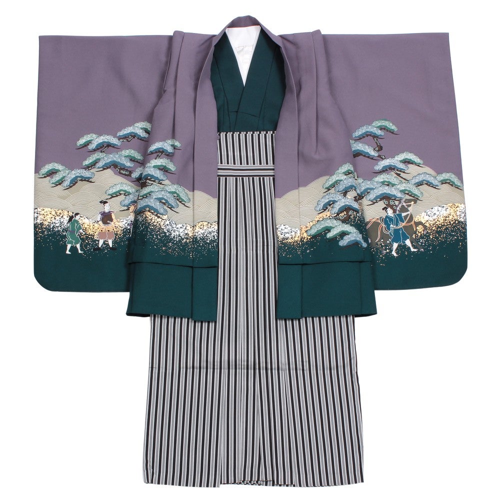 紫色の七五三 5歳羽織袴レンタル