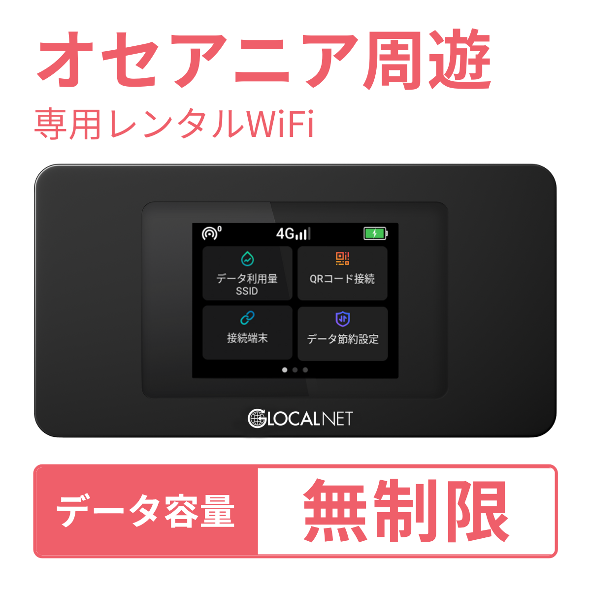レンティオWiFi オセアニア周遊 4G 無制限/日 データ容量プラン
