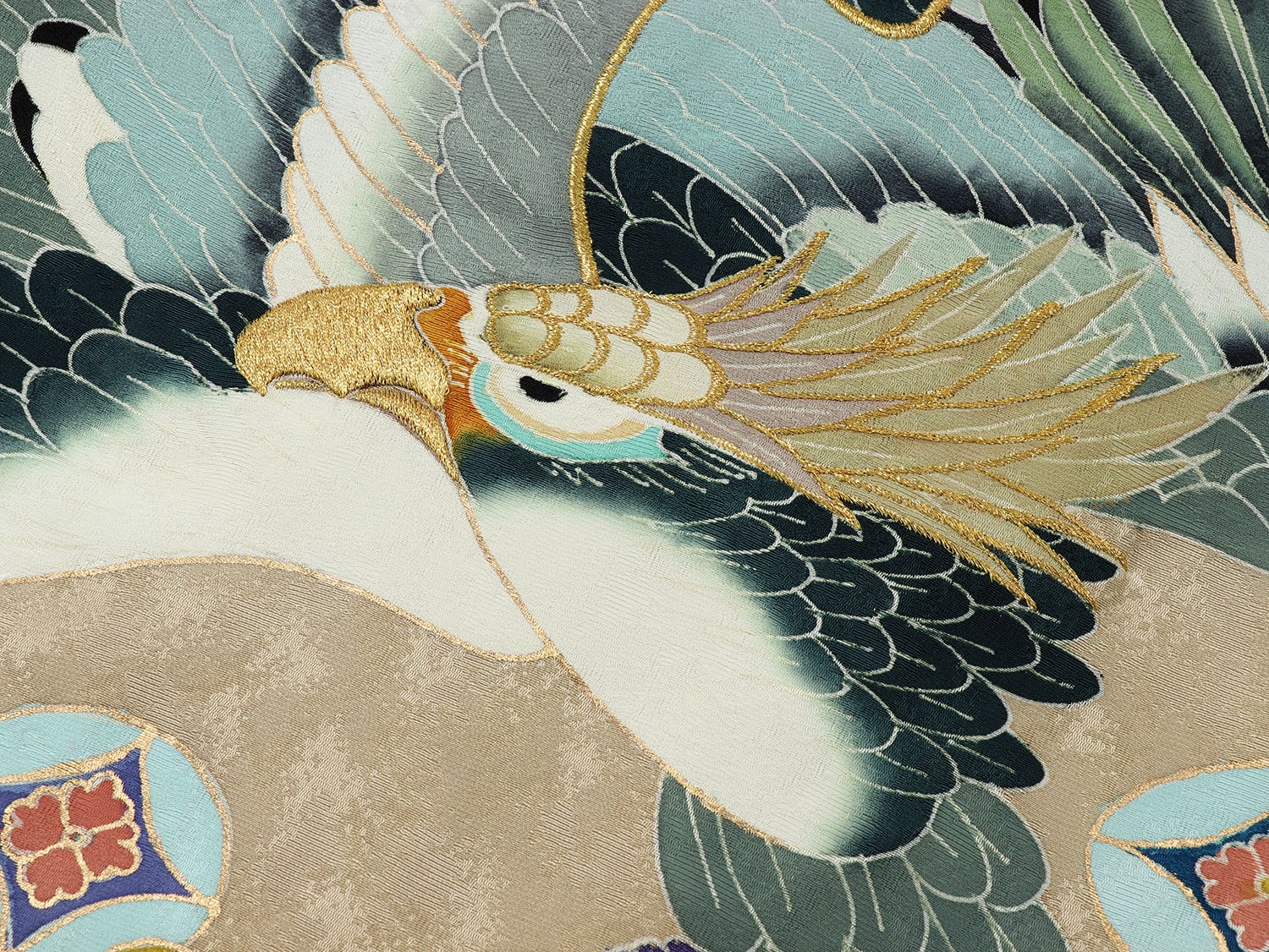 [レンタル] [手描友禅] 男の子 お宮参り 産着 レンタル6点フルセット 正絹 鷹に神器 黒色の宅配レンタル - 5