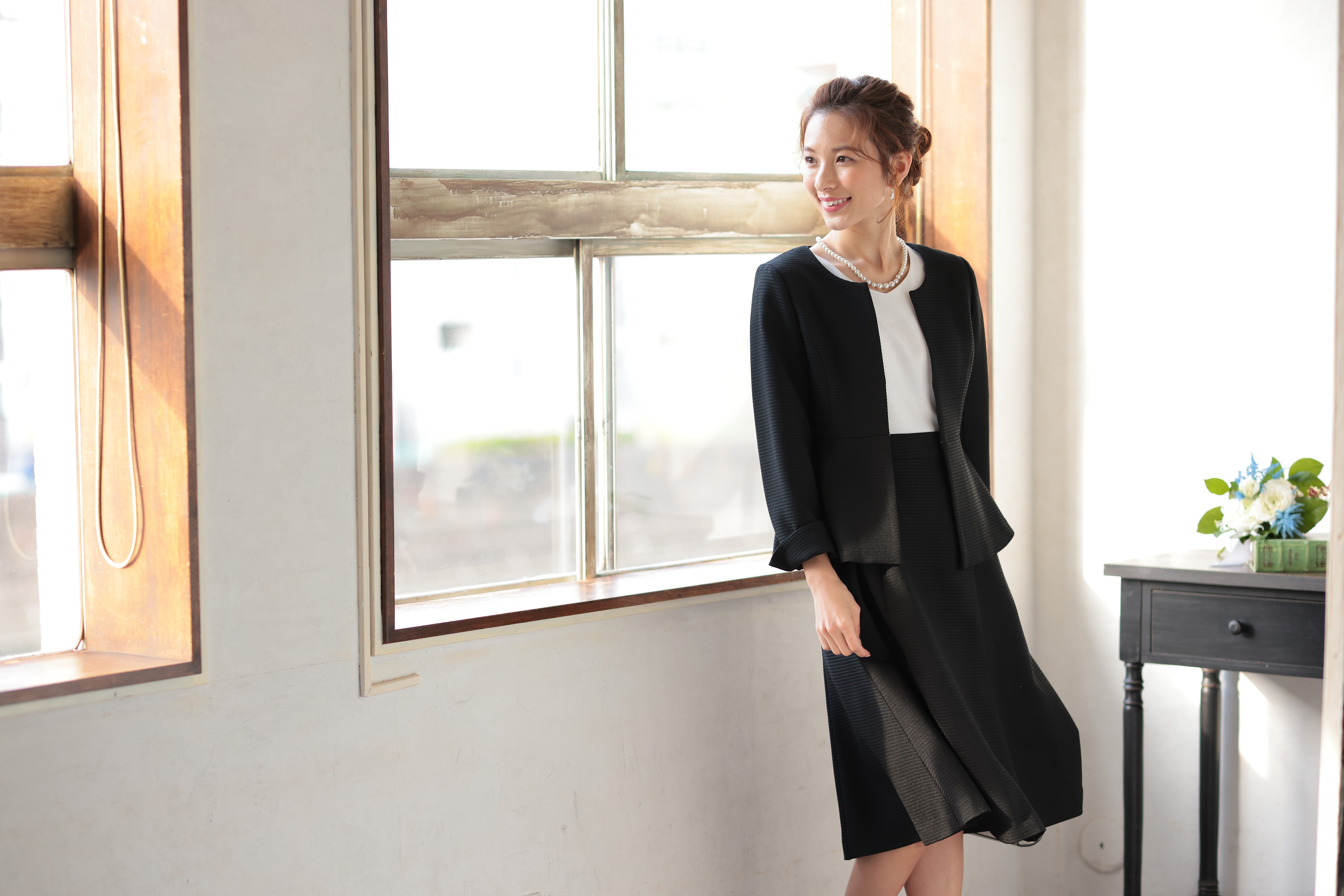 [レンタル] アートマリー ピケツイード調アンサンブルスーツ【2点セット】ブラックの宅配レンタル - 3