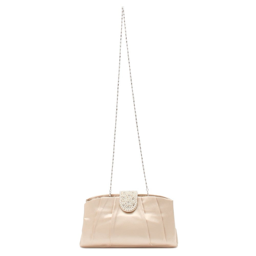 [レンタル] レディース パール＆ビジュー付き クラッチバッグ - 4