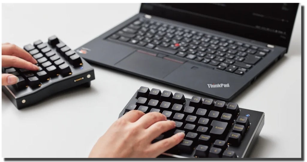 [レンタル] Waffree keyboard ワイヤレス分割キーボード Brass Plate - 3