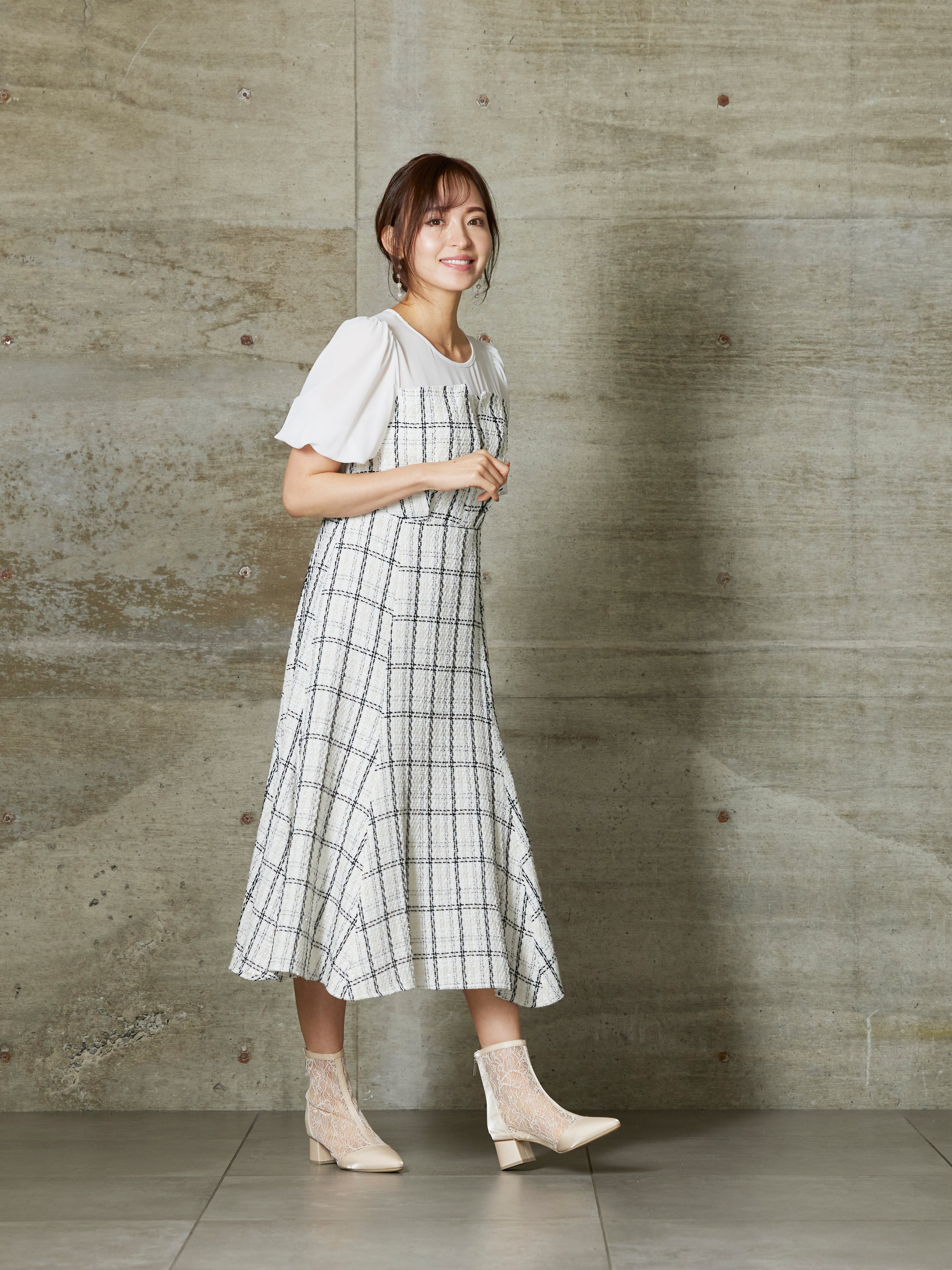 [レンタル] BELINDA DE CAPRIS ツイード ビスチェ風ワンピースドレス ホワイトの宅配レンタル - 3