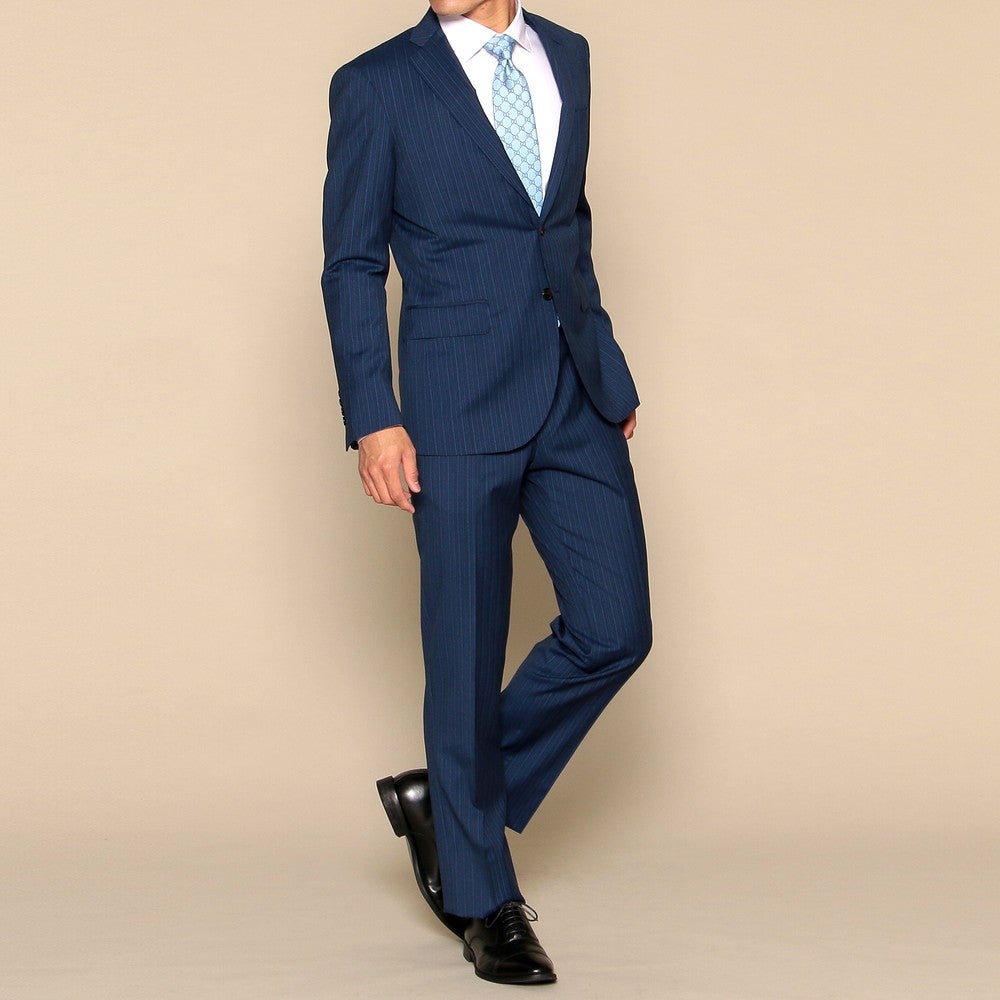BEAMS ネイビー ビジネススーツ レンタル] ビームス ストライプ メンズスーツ2点セット(ジャケット+