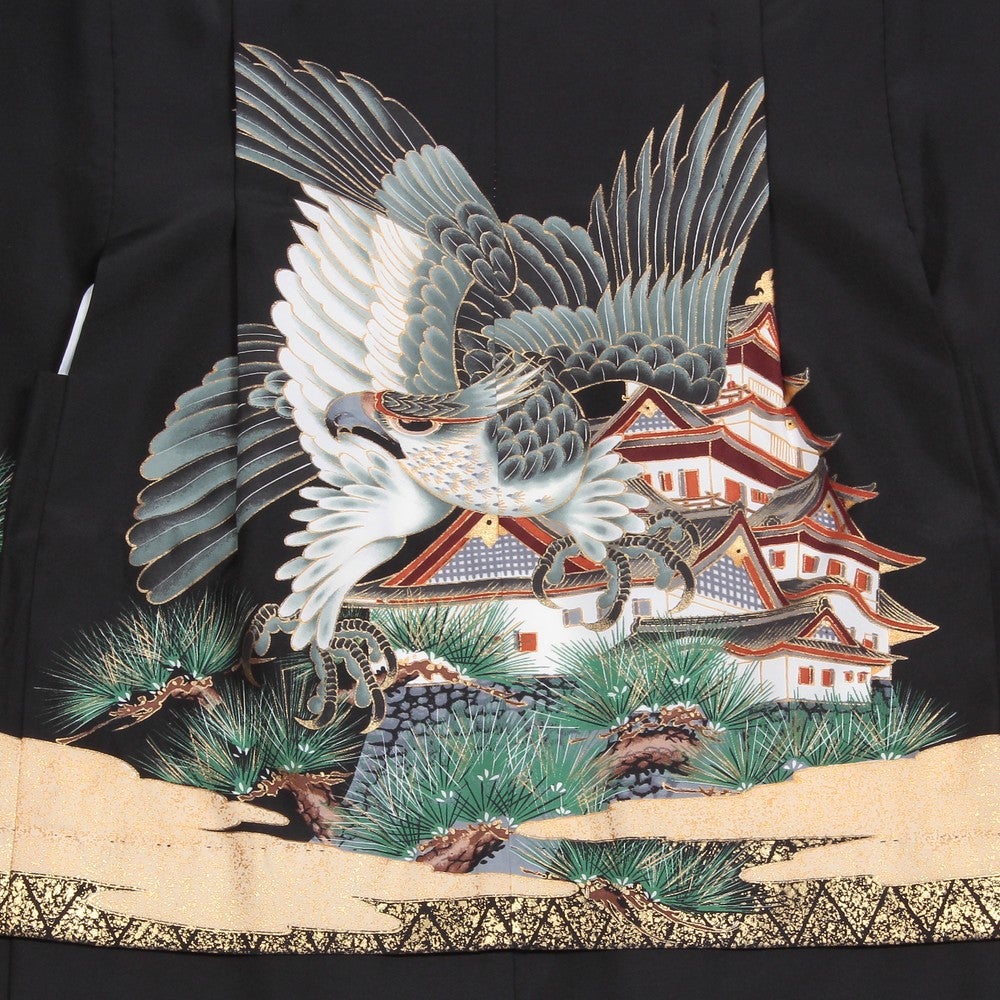 七五三/節句 袴セット 5歳 男の子 鷹 金色 選べる2色(白 / 黒)