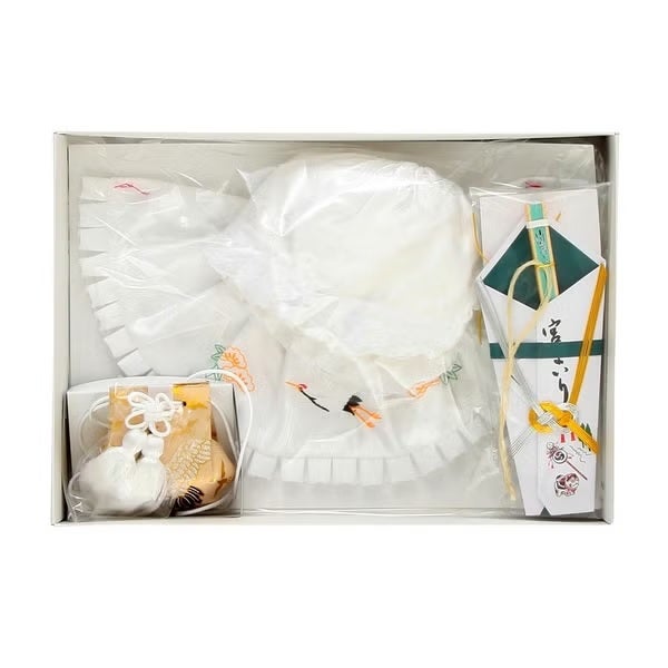 [レンタル] 男の子 お宮参り 産着レンタル6点フルセット 鷹に波 白の宅配レンタル - 5