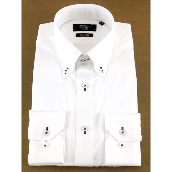 [レンタル] アダム＆イブ メンズワイシャツ 長袖 白 無地 (Mサイズ / Lサイズ / LLサイズ) ホワイト Mサイズ