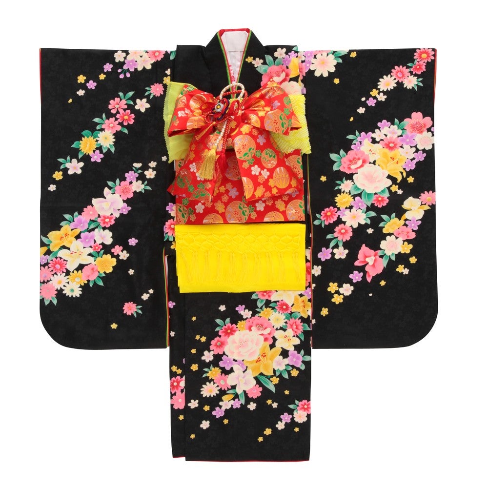 [レンタル] 七五三/節句 着物セット 7歳女の子 陽気な天使 艶やか 黒美人の宅配レンタル - 4