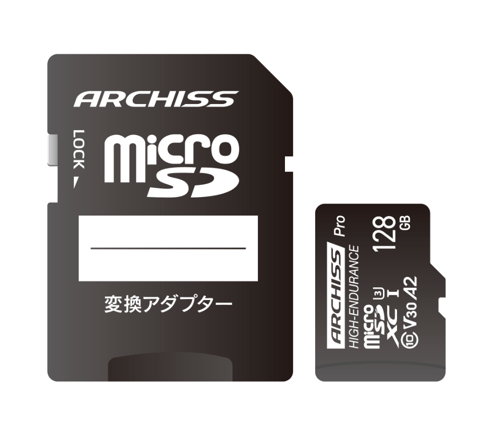 [販売] microSDカード (ARCHISS) (128GB / SDXC / SDカードアダプタ付き /Class10 UHS-I、V30、U3、4Kビデオ撮影対応）