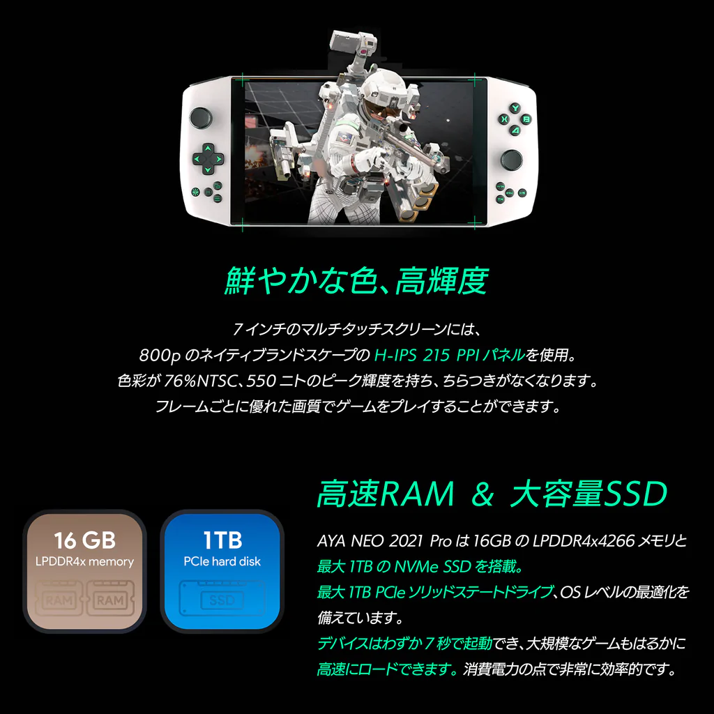 [レンタル] AYANEO(アヤネオ) 2021 Pro レトロパワー (Ryzen7 4800U/16GB/1TB)クレードル付き AYA214801RP ポータブルゲーミングパソコン - 3