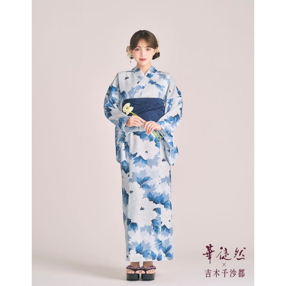 [レンタル] [2025新作]京都丸紅 華徒然×吉木千沙都 レディース浴衣 セパレート フルセット 牡丹 フリーサイズ