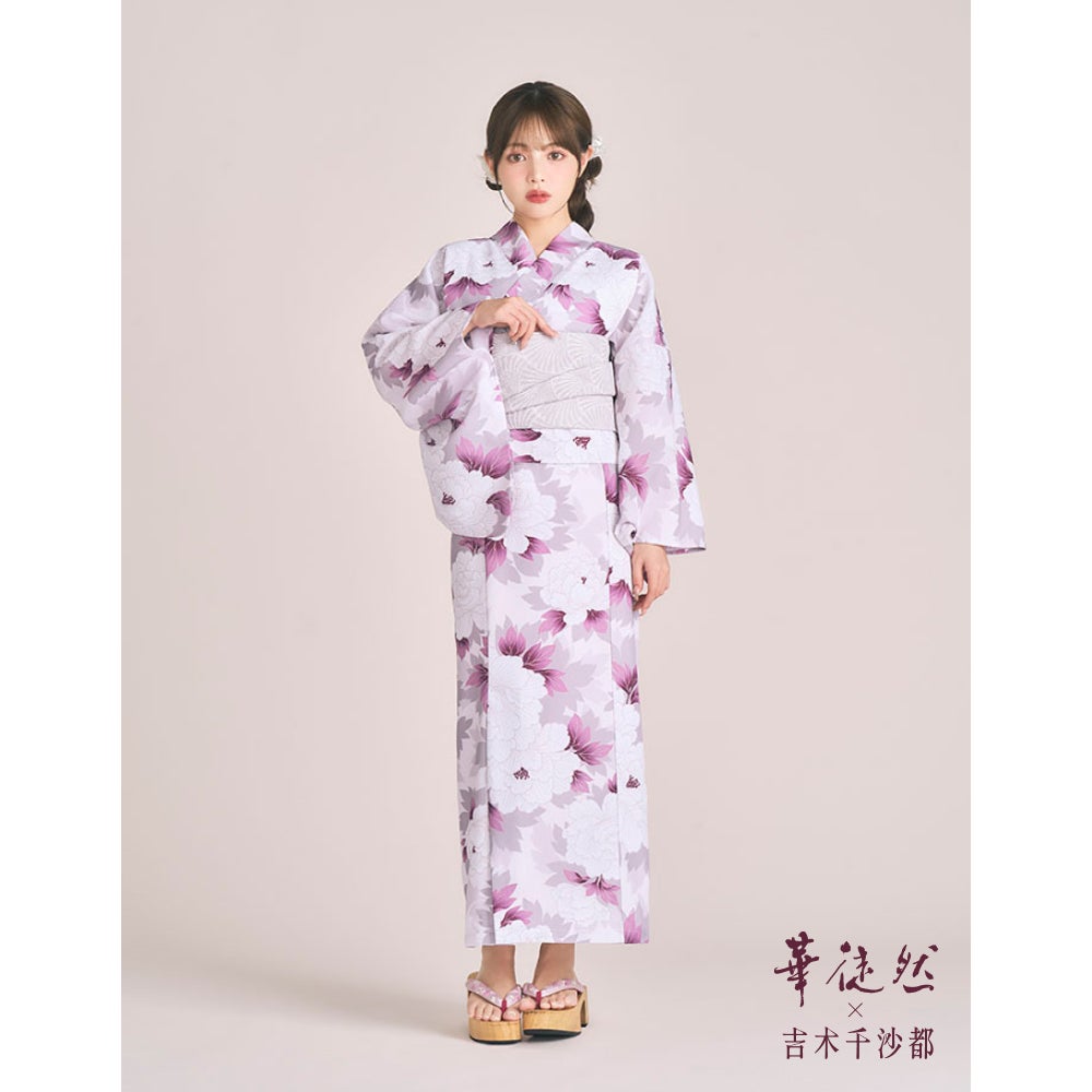 [レンタル] [2025新作]京都丸紅 華徒然×吉木千沙都 レディース浴衣 セパレート フルセット 牡丹 フリーサイズ