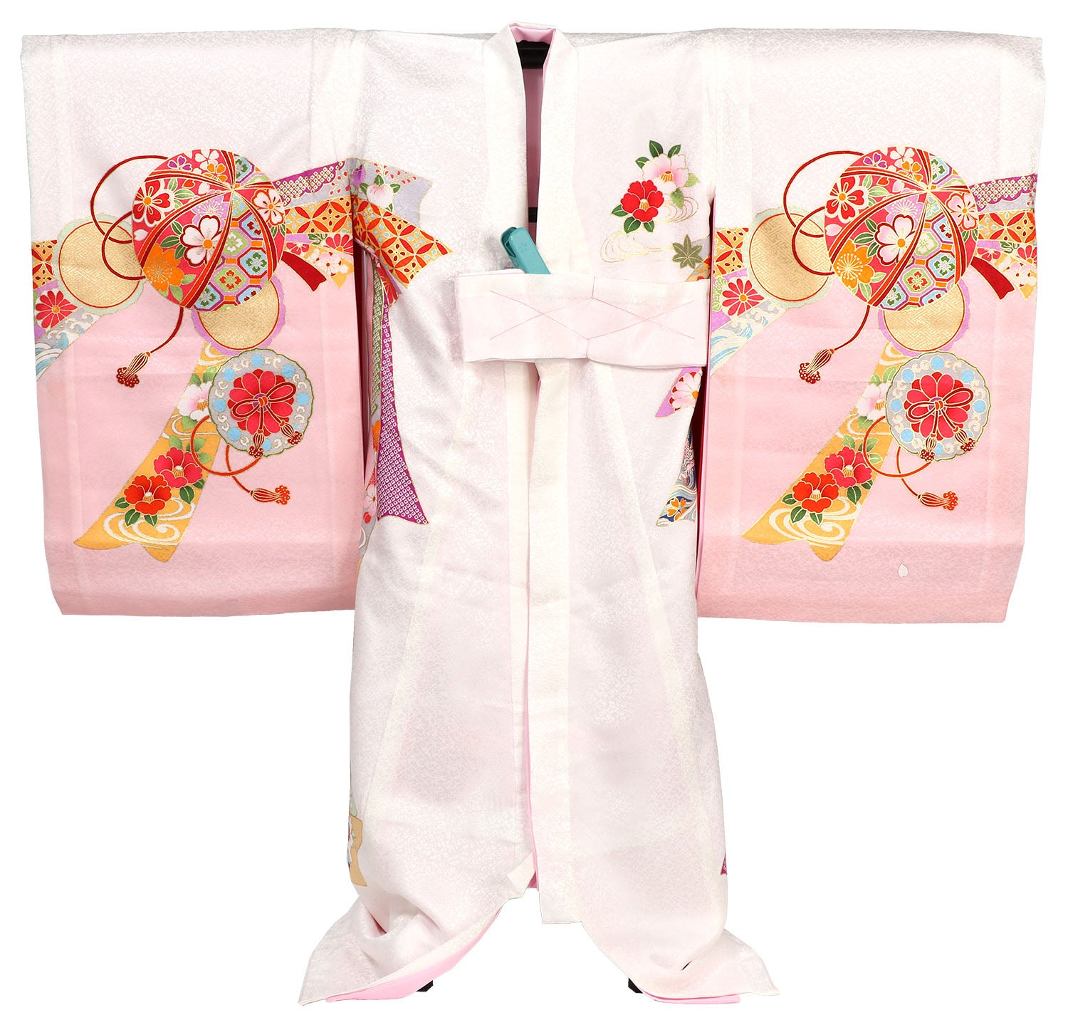 [レンタル] 女の子 お宮参り 産着 レンタル6点フルセット 正絹 鞠の十徳 白色の宅配レンタル - 2