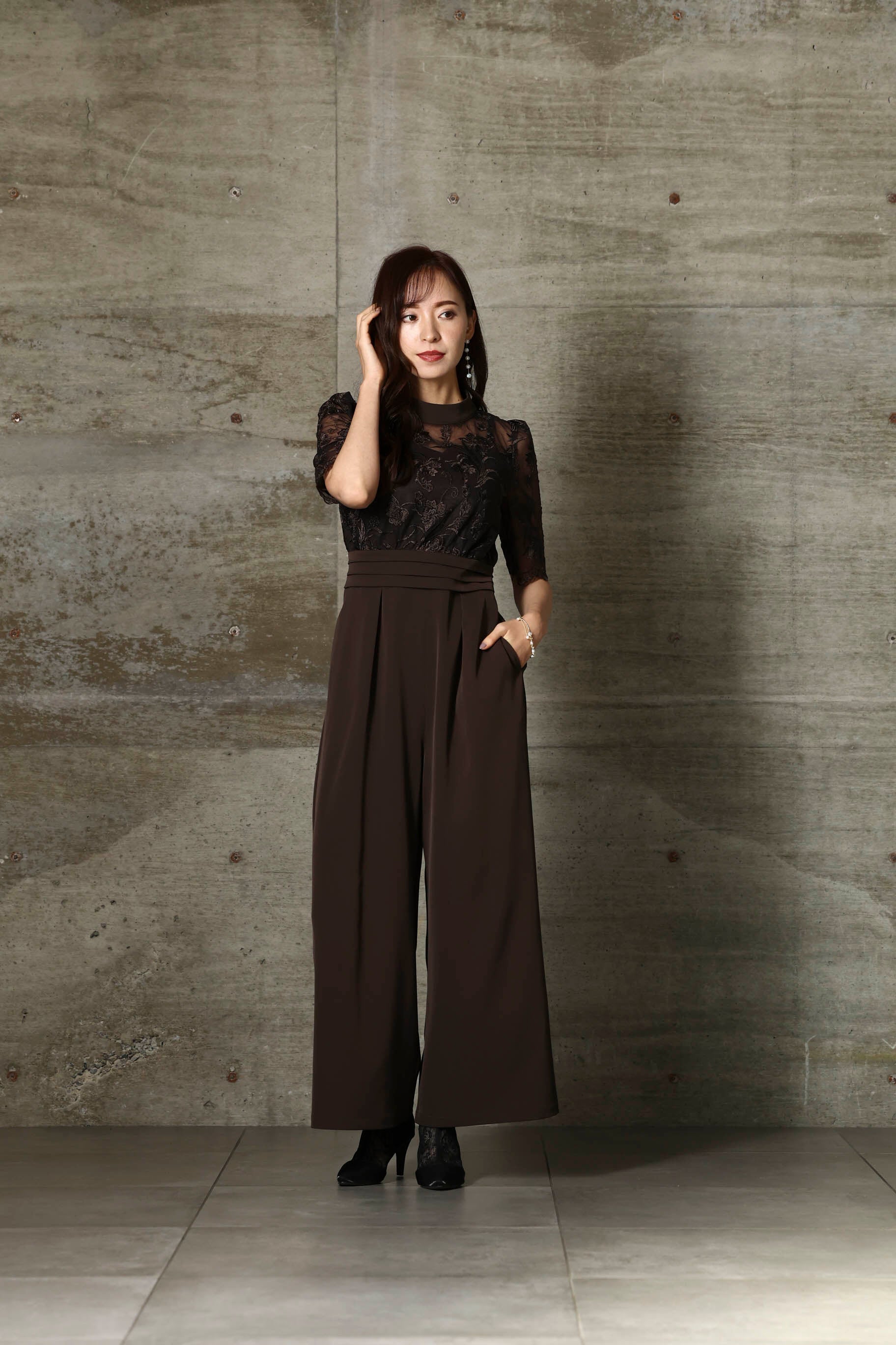 レンタル] BELINDA DE CAPRIS 刺繍レース オールインワン パンツドレス