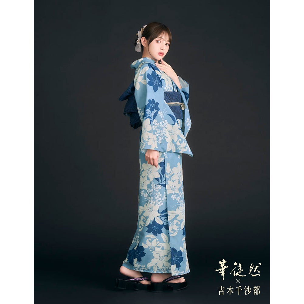 [レンタル] [2025新作]京都丸紅 華徒然×吉木千沙都 レディース浴衣 フルセット 百合 フリーサイズ