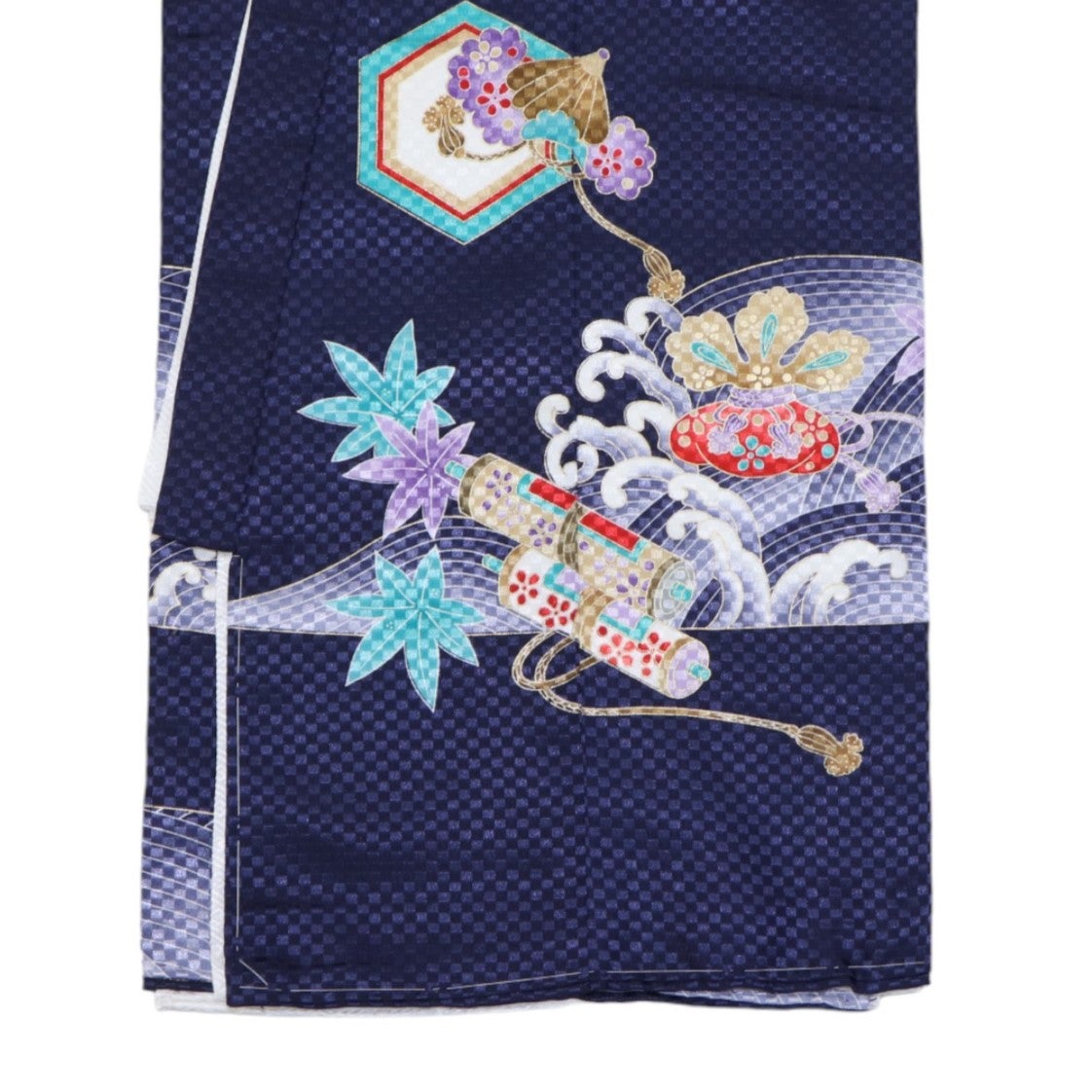 [レンタル] 男の子 お宮参り 産着レンタル6点フルセット 鷹に波 紺の宅配レンタル - 3