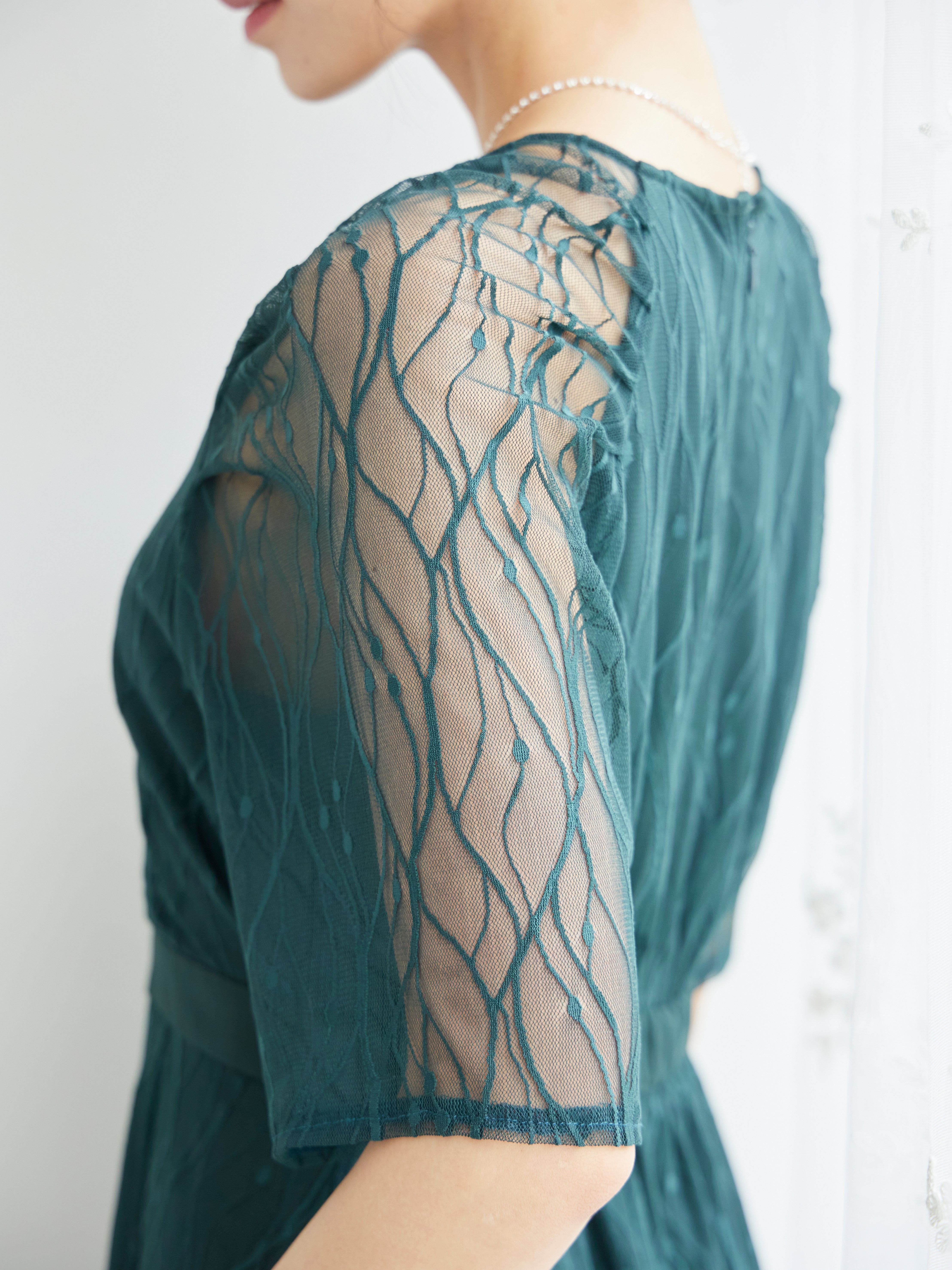 [レンタル] BELINDA DE CAPRIS ラグランスリーブレース ワンピースドレス グリーンの宅配レンタル - 12