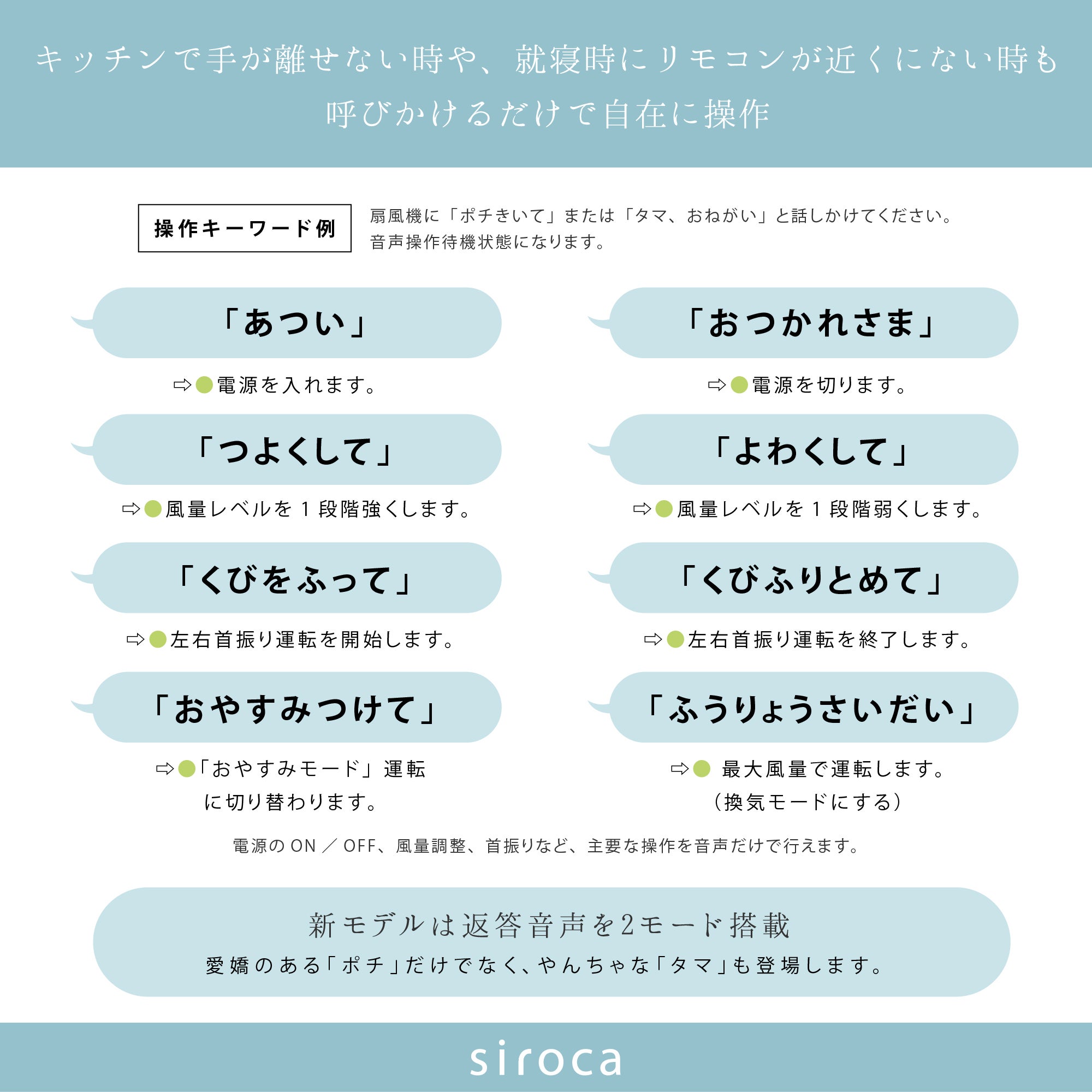 [レンタル] シロカ(siroca) ポチタマ扇 SF-V171(W) 音声操作サーキュレーター扇風機 - 5