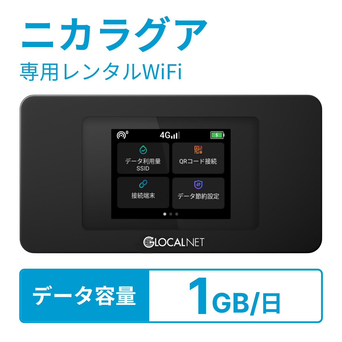[レンタル] レンティオWiFi ニカラグアWiFi 4G 1GB/日 データ容量プラン
