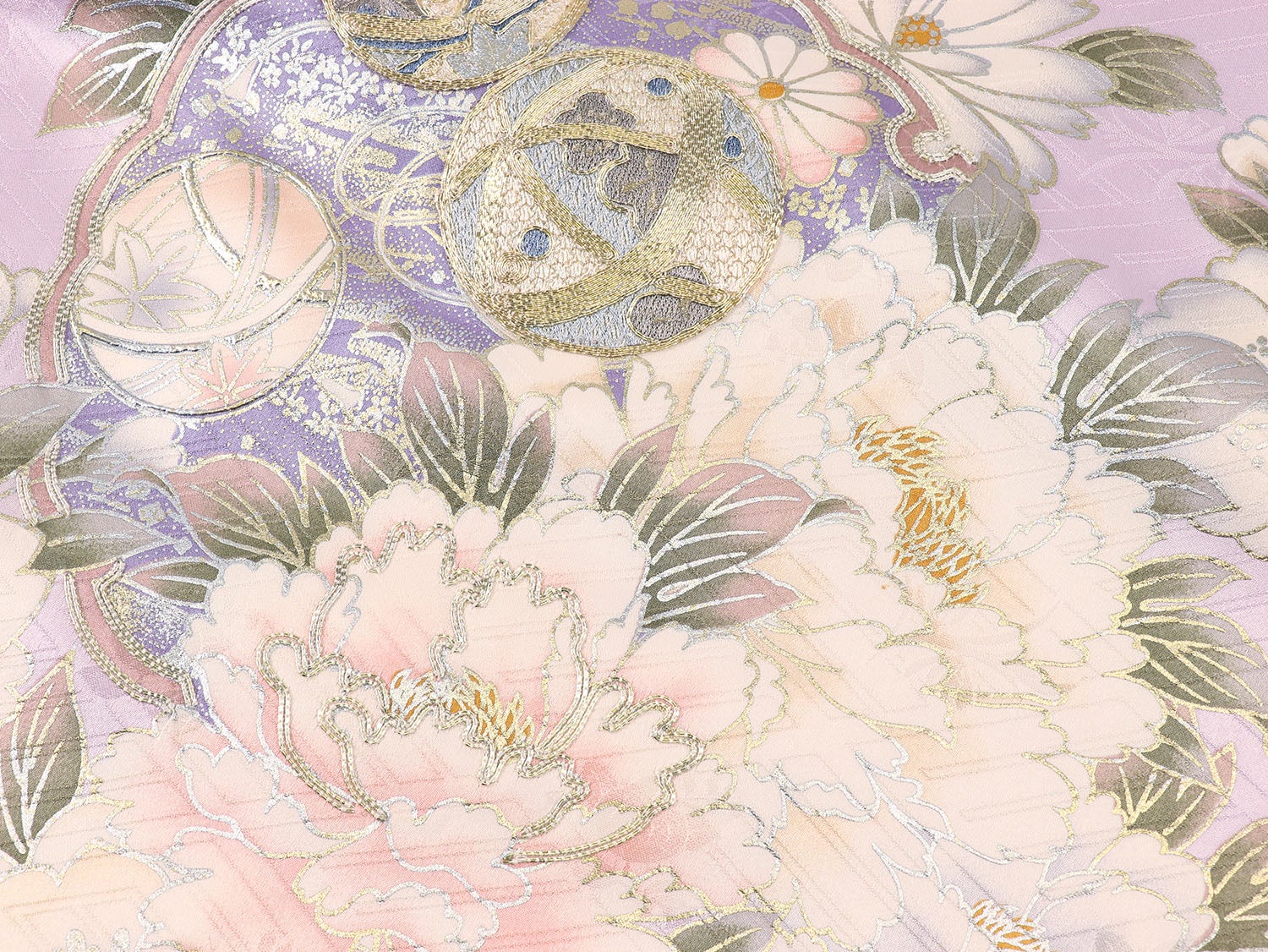 [レンタル] 女の子 お宮参り 産着 レンタル6点フルセット 正絹 鞠に桜づくし 紗綾形の藤色の宅配レンタル - 5