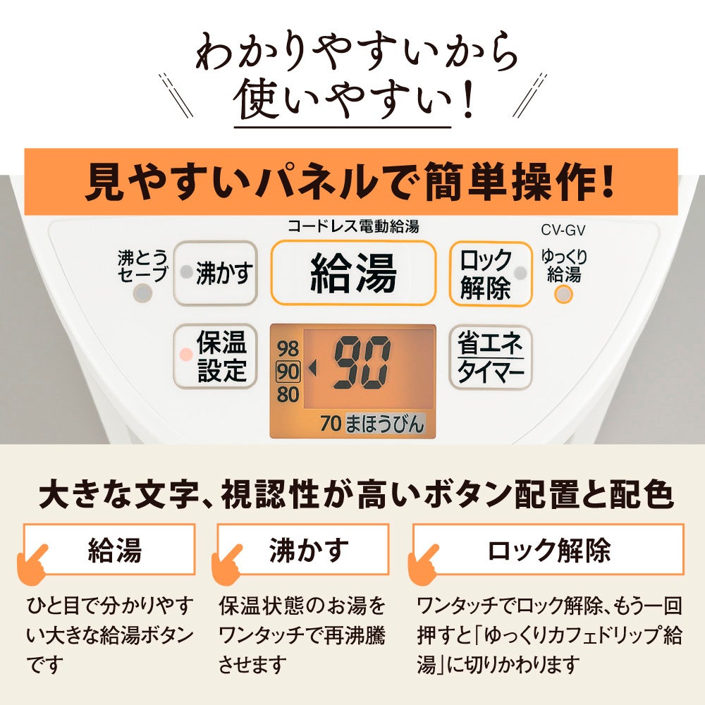 [レンタル] 象印 2.2L CV-GV22 電動ポット（VE電気まほうびん） - 6