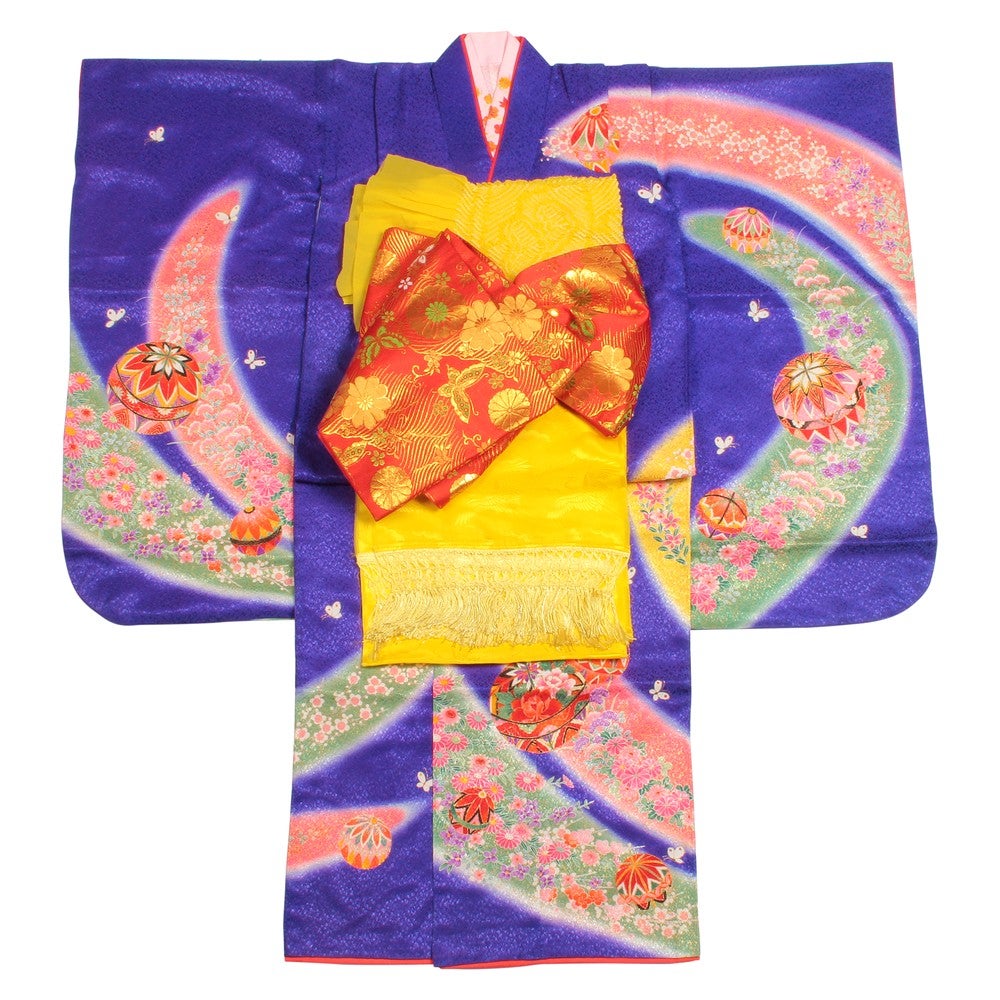 [レンタル] 七五三/節句 着物セット 7歳女の子 花帯柄 鞠の宅配レンタル - 4