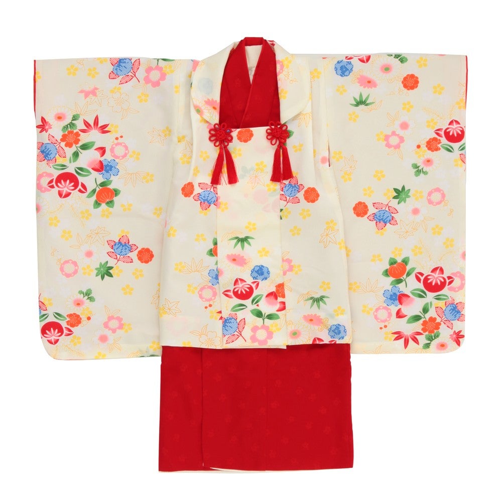 [レンタル] 七五三/節句 被布セット 3歳女の子 巫女風 花々の宅配レンタル - 6