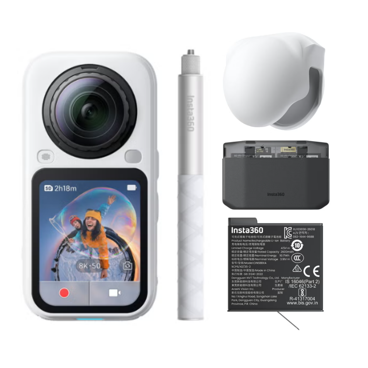 [レンタル] Insta360 X6 360度カメラ エッセンシャルキット ホワイト (Insta360 X6・114cm見えない自撮り棒・レンズキャップ・予備バッテリー・急速充電ケース）