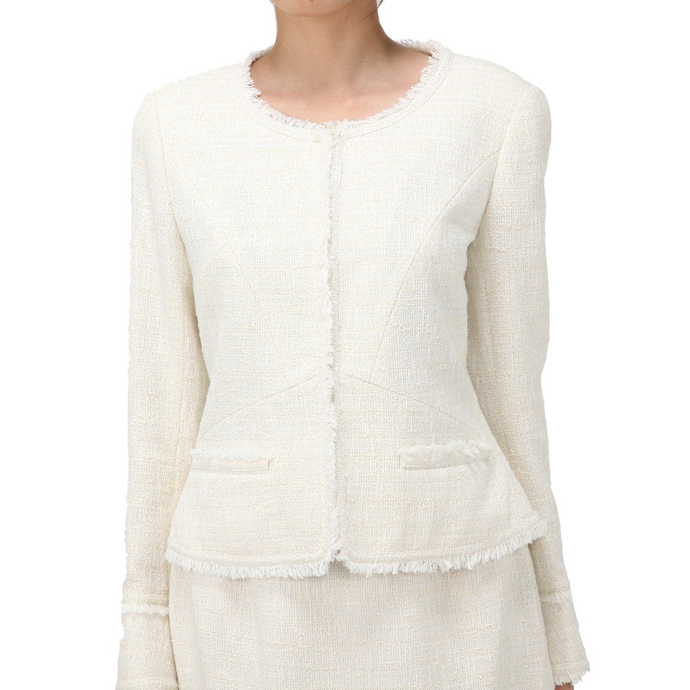 [レンタル] ルネ ツイード仕立て セレモニースーツ2点セット(ジャケット+ 裾プリーツ スカート) ホワイトの宅配レンタル - 3