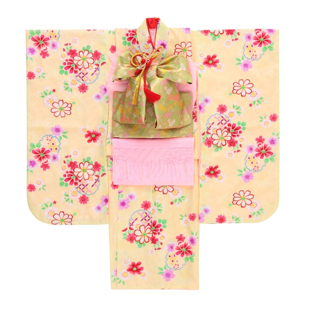 [レンタル] 七五三/節句 着物セット 7歳女の子 柔らか 濃淡の宅配レンタル - 4