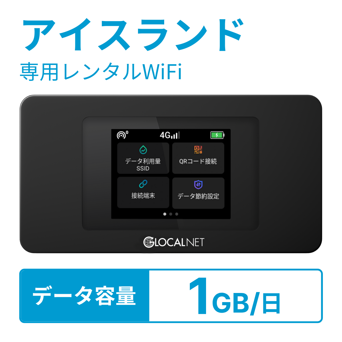 レンティオWiFi アイスランドWiFi 4G 1GB/日 データ容量プラン