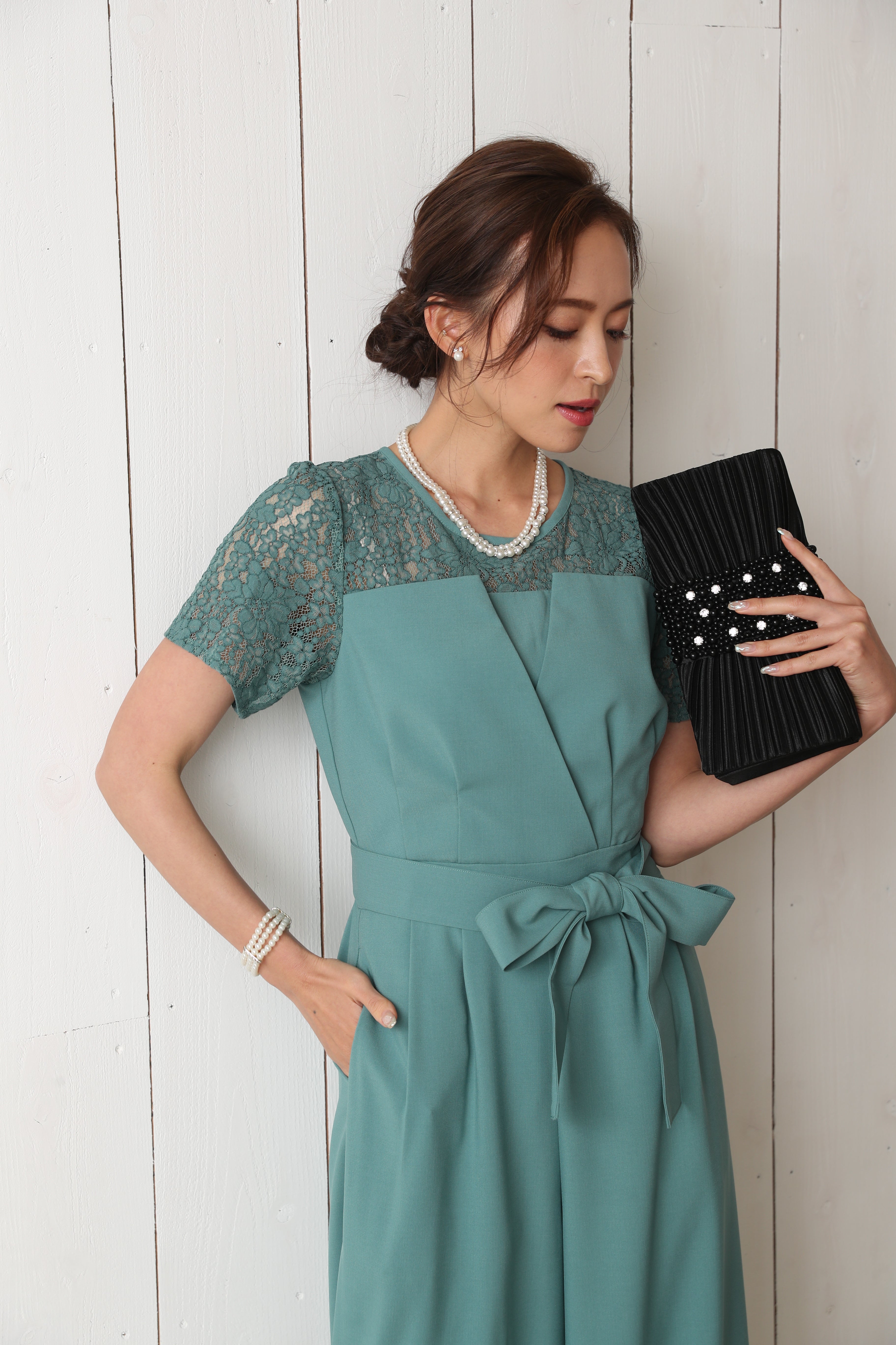 [レンタル] BELINDA DE CAPRIS 袖付きタックテーパード オールインワン パンツドレス ミントの宅配レンタル - 28