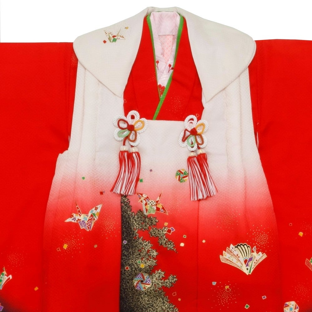 [レンタル] 七五三/節句 被布セット 3歳女の子 被布セット 洗練 折り鶴の宅配レンタル - 1