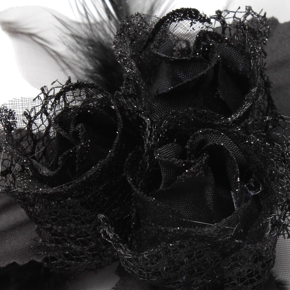 [レンタル] レディース 3ローズデザイン＆チュール仕立て コサージュ ブラック