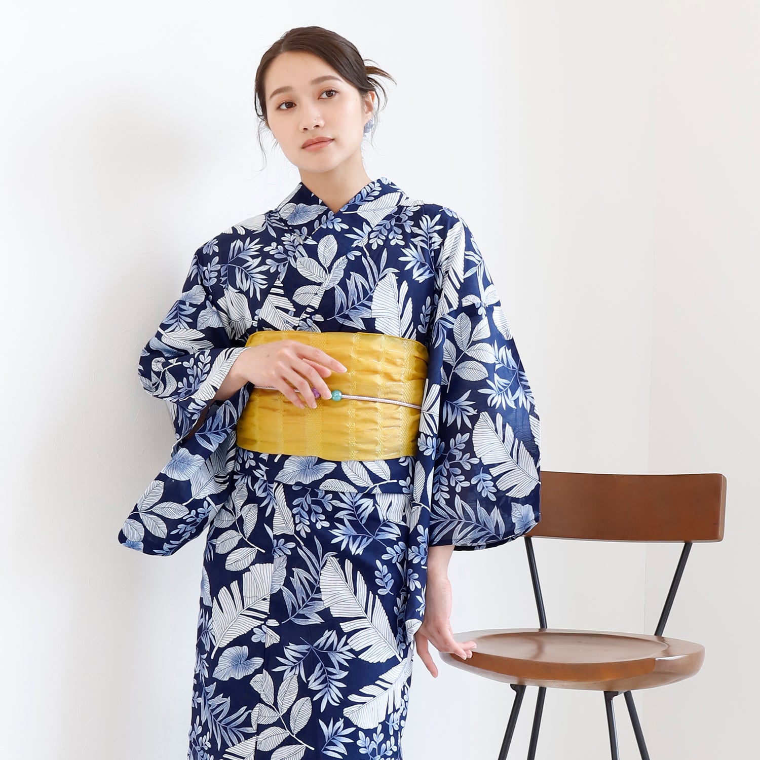 [レンタル] [2025新作]SION レディース浴衣 葉模様 フリーサイズ