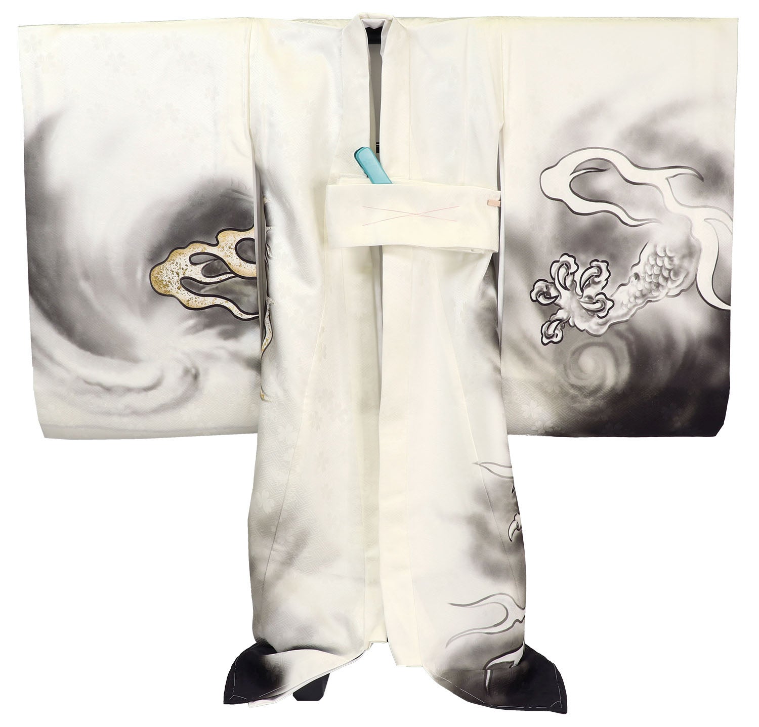 [レンタル] 男の子 お宮参り 産着 レンタル6点フルセット 正絹 五爪の龍 墨絵ぼかしの宅配レンタル - 2