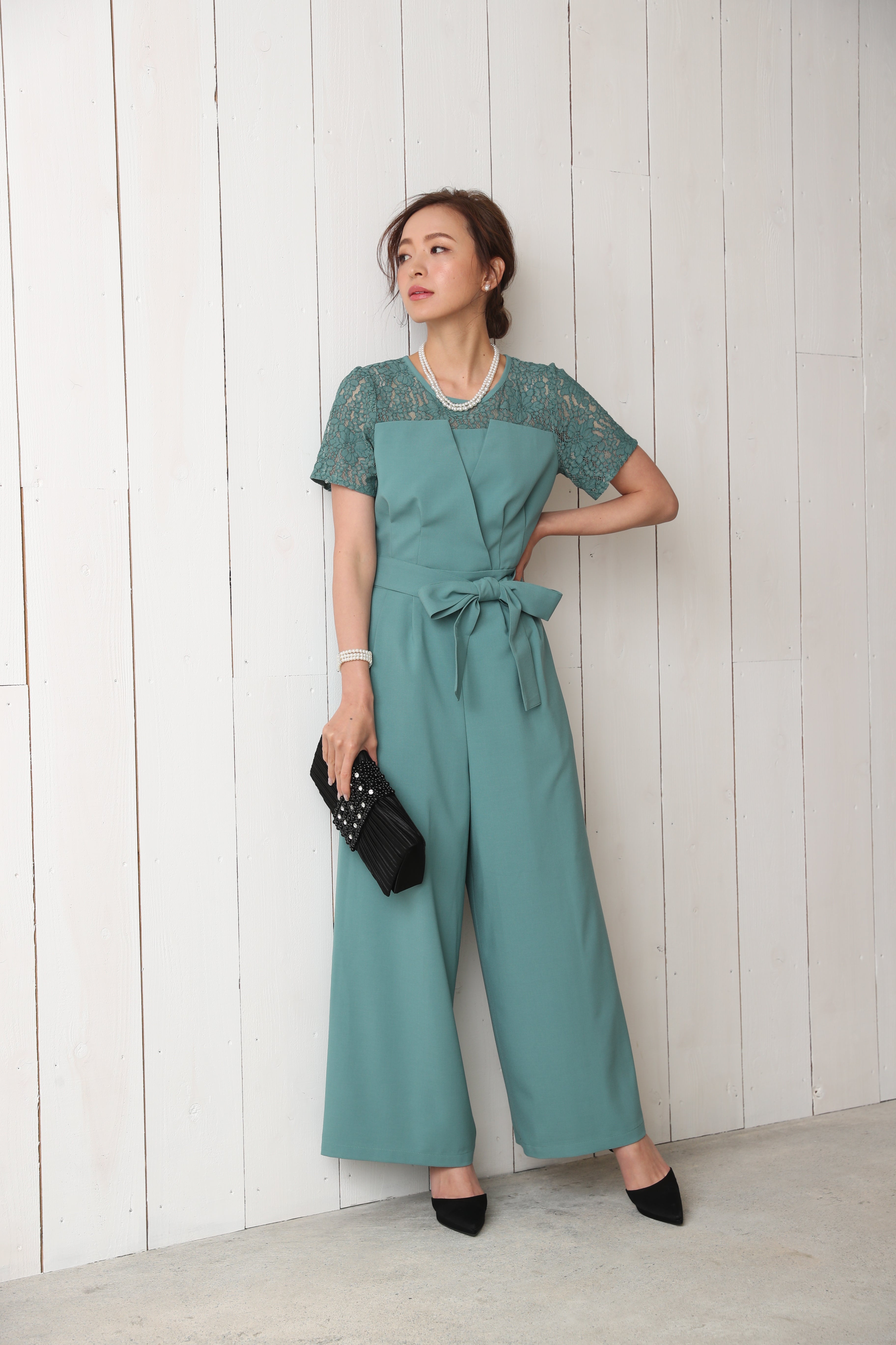 [レンタル] BELINDA DE CAPRIS 袖付きタックテーパード オールインワン パンツドレス ミントの宅配レンタル - 6