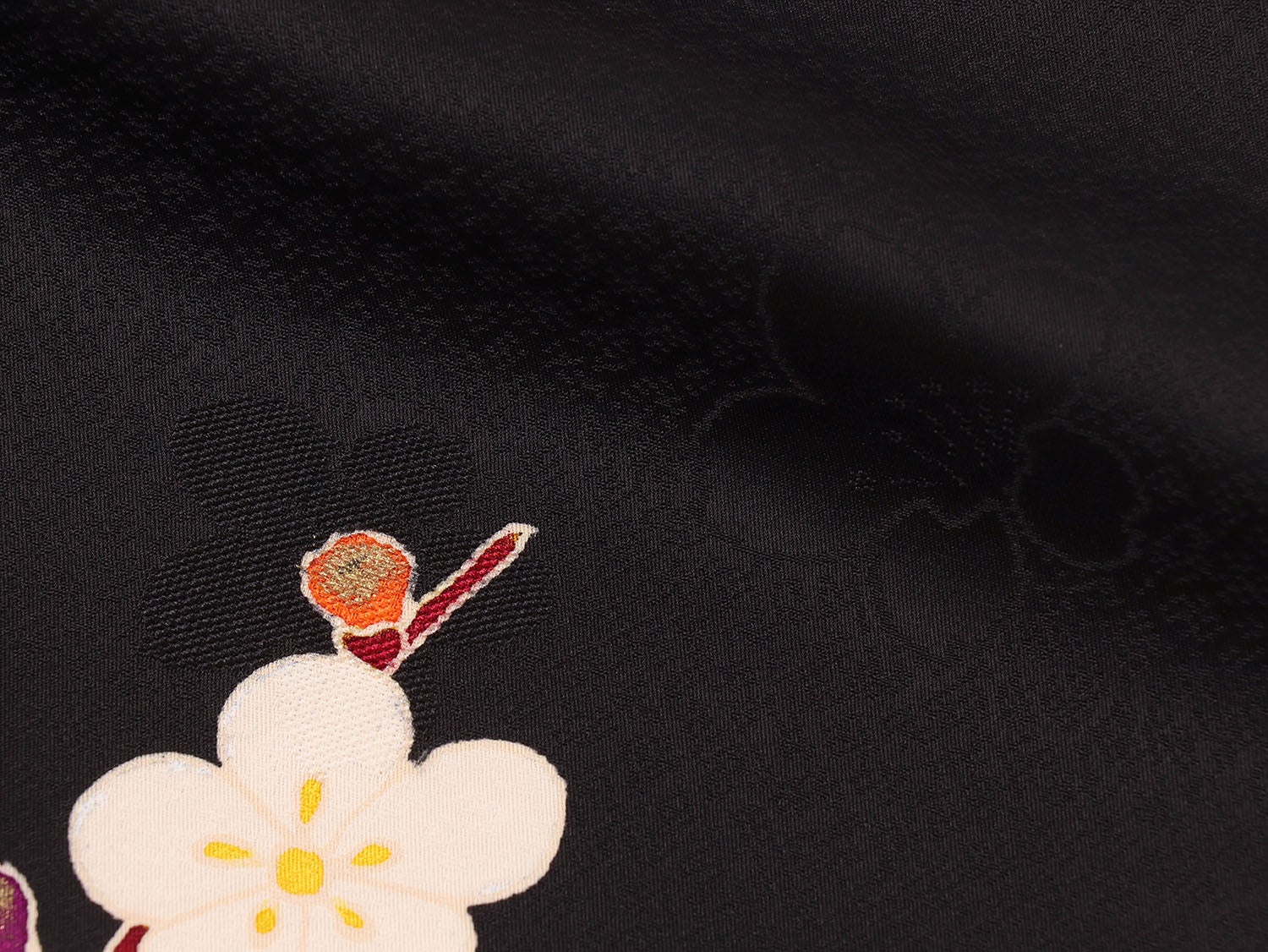 [レンタル] 女の子 お宮参り 産着 レンタル6点フルセット 正絹 花と束熨斗 黒色の宅配レンタル - 6